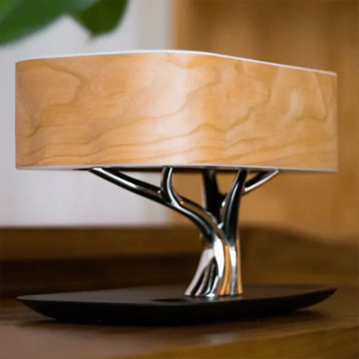 Stylish Nightstand Lamp with Integrated Speaker and Charger - OpalDwell