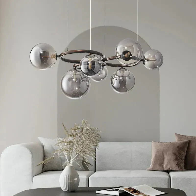 Elara Glass Orb Chandelier Modern Ceiling Light Fixture - OpalDwell