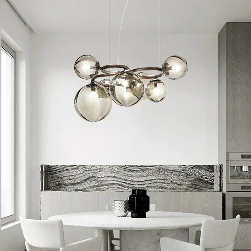 Elara Glass Orb Chandelier Modern Ceiling Light Fixture - OpalDwell