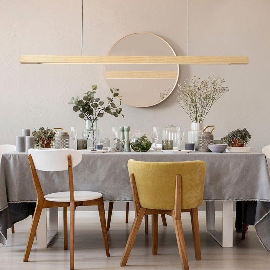 SolaraWood Adjustable Height LED Pendant Light for Dining Rooms OpalDwell