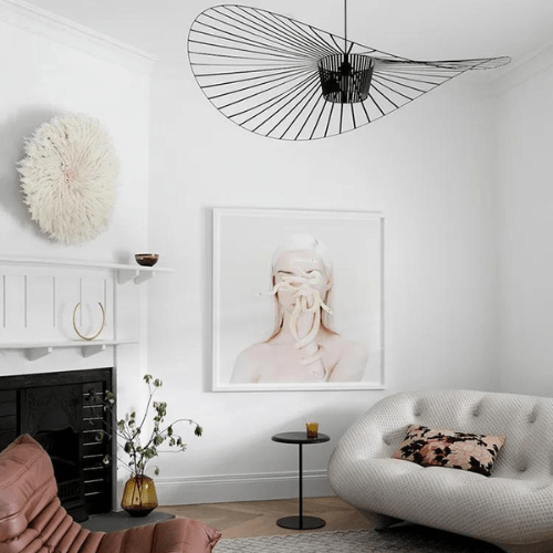 Vexaera Chandelier Modern Iron and Fabric Lighting Art Deco Flair OpalDwell