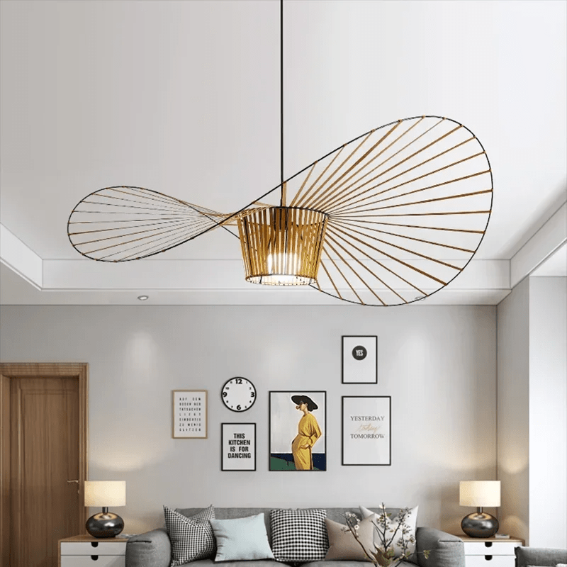 Vexaera Chandelier Modern Iron and Fabric Lighting Art Deco Flair OpalDwell