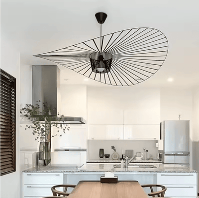 Vexaera Chandelier Modern Iron and Fabric Lighting Art Deco Flair OpalDwell