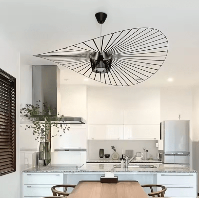 Vexaera Chandelier Modern Iron and Fabric Lighting Art Deco Flair OpalDwell