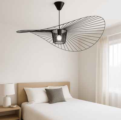 Vexaera Chandelier Modern Iron and Fabric Lighting Art Deco Flair OpalDwell