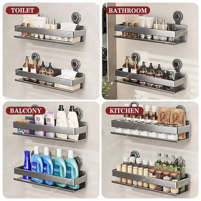 Vera Wall Mounted Suction Cup Spice Rack For Kitchen - OpalDwell