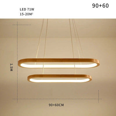 Varela Minimalist Wooden LED Pendant, Dimmable Dining Light - OpalDwell