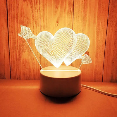 NovaHeart LED Acrylic Heart Lamp With Wood Base Valentine Gift - OpalDwell