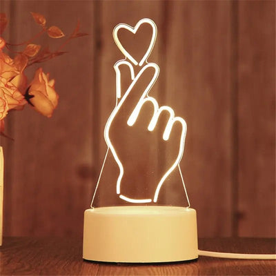 NovaHeart LED Acrylic Heart Lamp With Wood Base Valentine Gift - OpalDwell