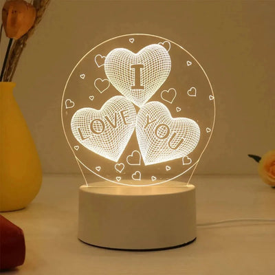 NovaHeart LED Acrylic Heart Lamp With Wood Base Valentine Gift - OpalDwell