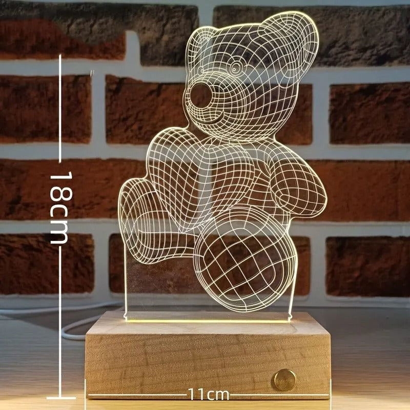 NovaHeart LED Acrylic Heart Lamp With Wood Base Valentine Gift - OpalDwell