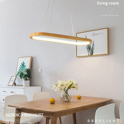 Varela Minimalist Wooden LED Pendant, Dimmable Dining Light - OpalDwell