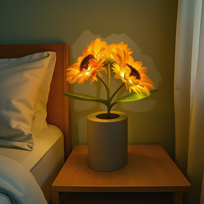 Cosy Sunflower Lamp For Any Room With Cordless Light - OpalDwell