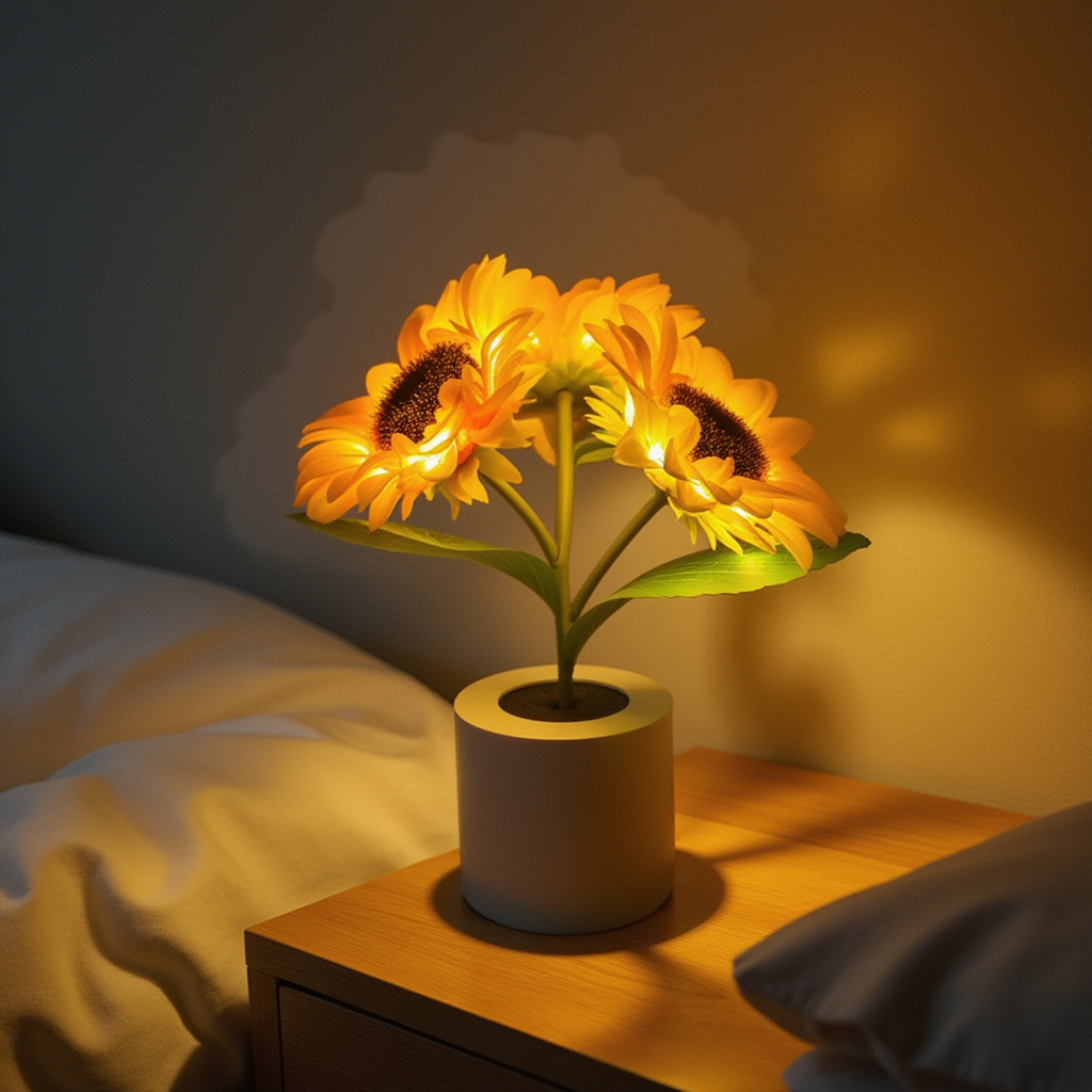 Cosy Sunflower Lamp For Any Room With Cordless Light - OpalDwell