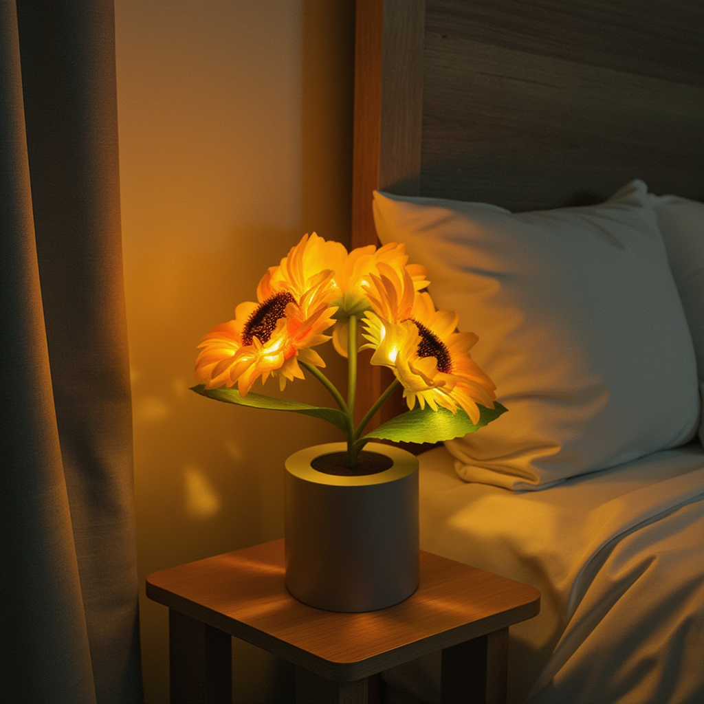 Cosy Sunflower Lamp For Any Room With Cordless Light - OpalDwell