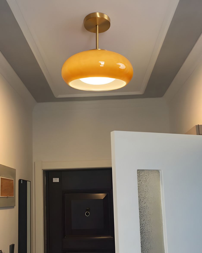 LumaBrass Frosted Glass Ceiling Light With Brass Mount - OpalDwell