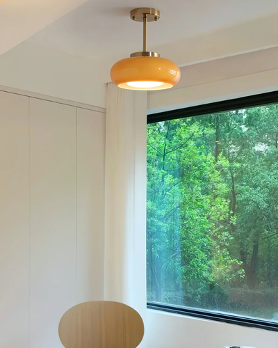 LumaBrass Frosted Glass Ceiling Light With Brass Mount - OpalDwell