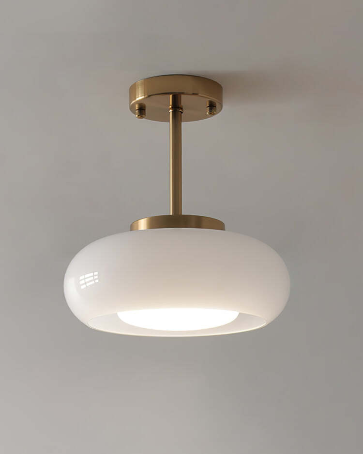 LumaBrass Frosted Glass Ceiling Light With Brass Mount - OpalDwell