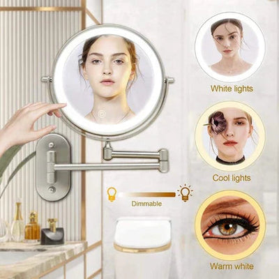 Luxeva Gold Rechargeable LED Magnifying Mirror For Bathroom OpalDwell