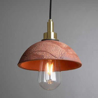 Averin Ceramic Dome Pendant Light for Bathroom, 20 cm Red Iron, IP44 OpalDwell