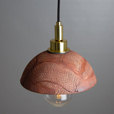 Averin Ceramic Dome Pendant Light for Bathroom, 20 cm Red Iron, IP44 OpalDwell