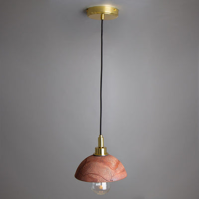 Averin Ceramic Dome Pendant Light for Bathroom, 20 cm Red Iron, IP44 OpalDwell