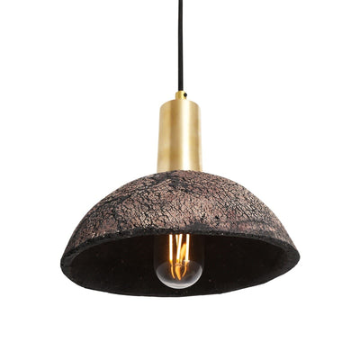 Liora 20cm Organic Ceramic Dome Pendant Light in Black Clay - OpalDwell