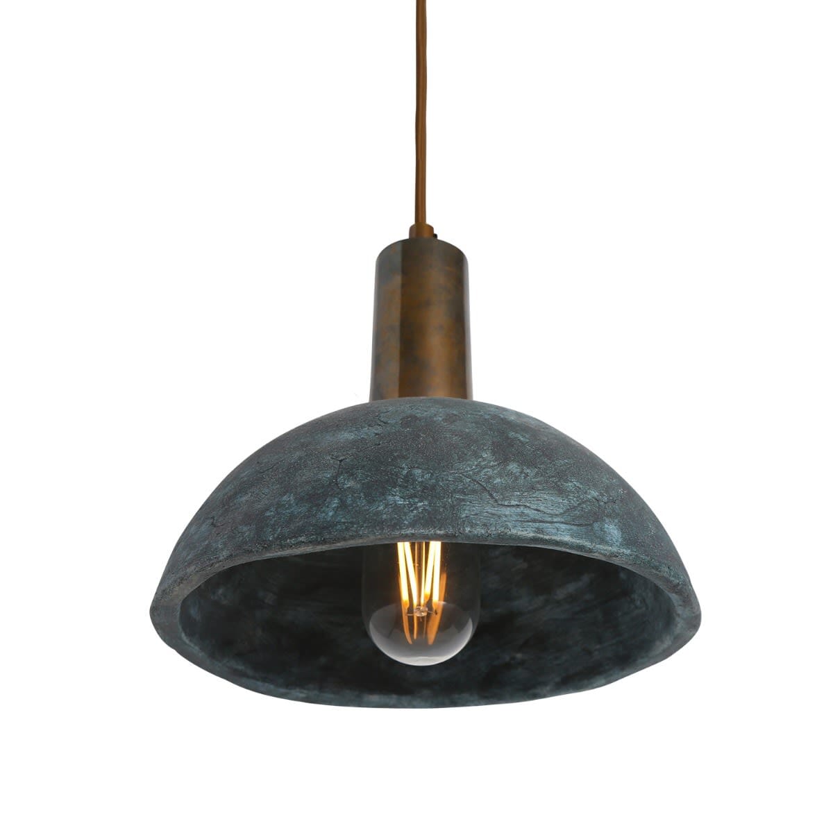 Liora | Organic Ceramic Dome Pendant Lamp 20cm In Blue Earth - OpalDwell