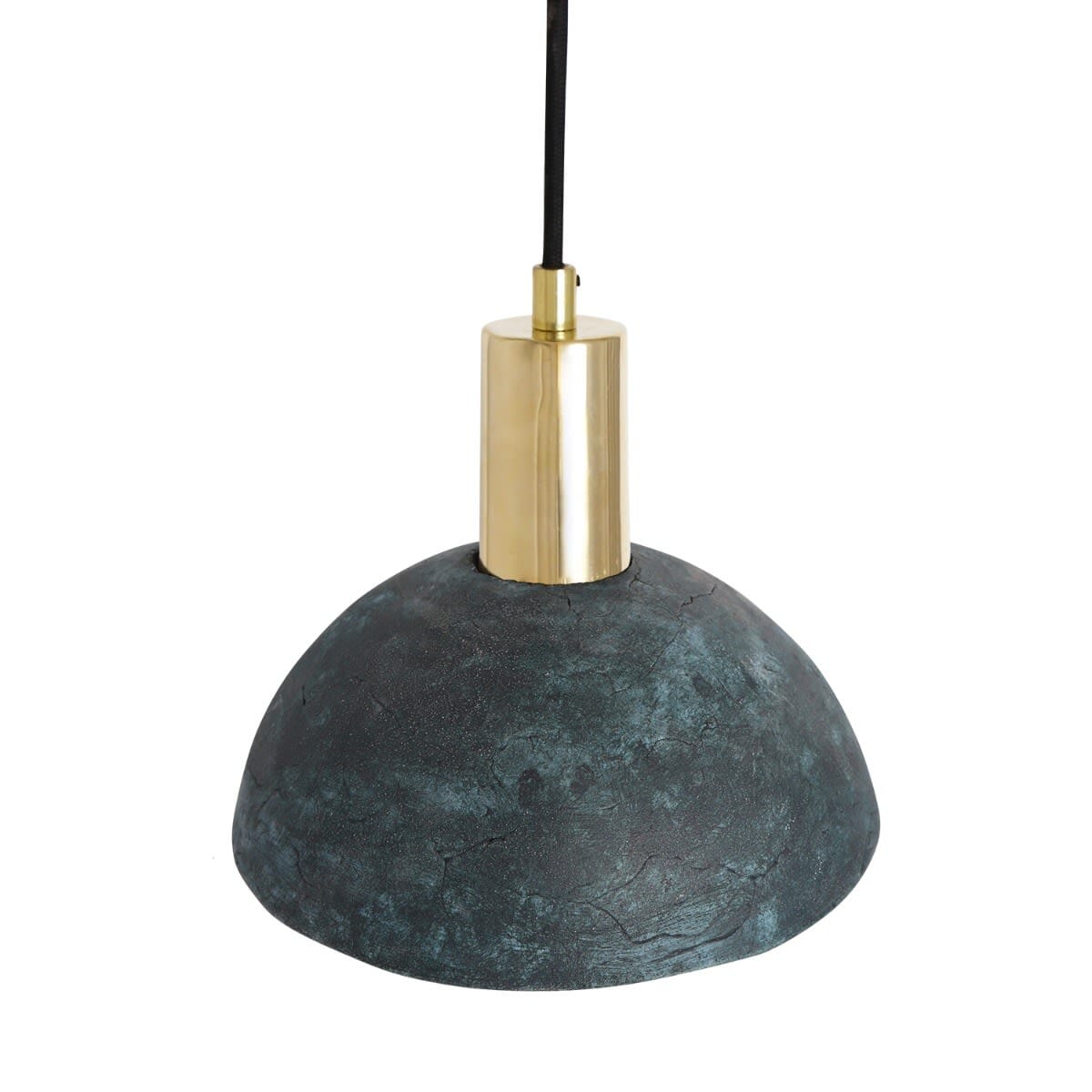 Liora | Organic Ceramic Dome Pendant Lamp 20cm In Blue Earth - OpalDwell