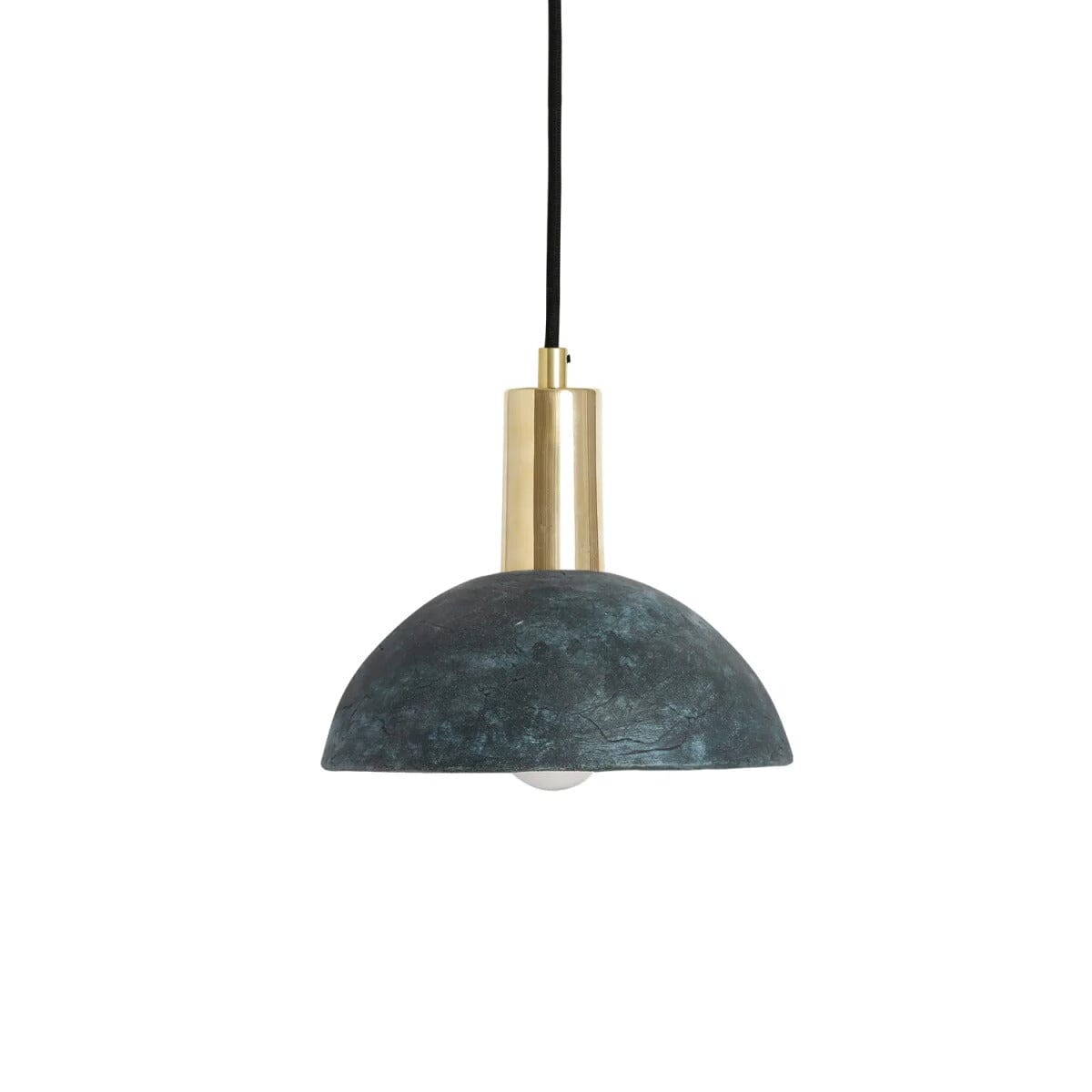 Liora | Organic Ceramic Dome Pendant Lamp 20cm In Blue Earth - OpalDwell