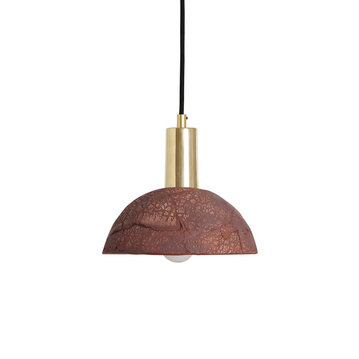 Novira Dome Pendant Light in Organic Ceramic, 20cm, Red Iron - OpalDwell