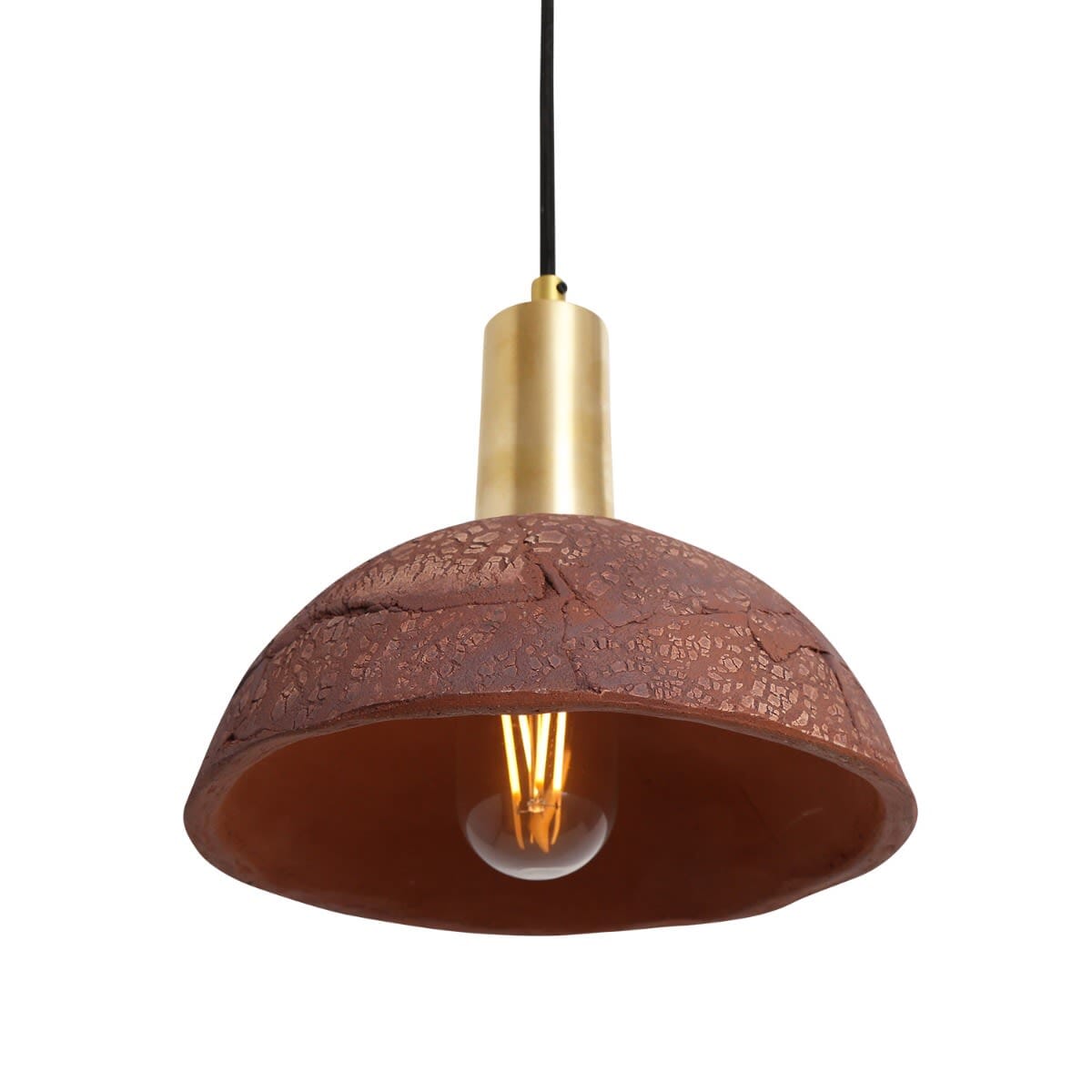 Novira Dome Pendant Light in Organic Ceramic, 20cm, Red Iron - OpalDwell