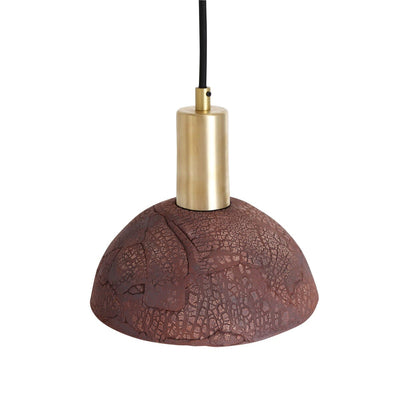 Novira Dome Pendant Light in Organic Ceramic, 20cm, Red Iron - OpalDwell