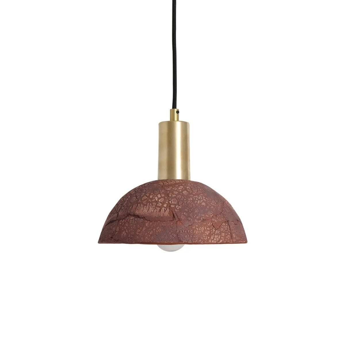 Novira Dome Pendant Light in Organic Ceramic, 20cm, Red Iron - OpalDwell