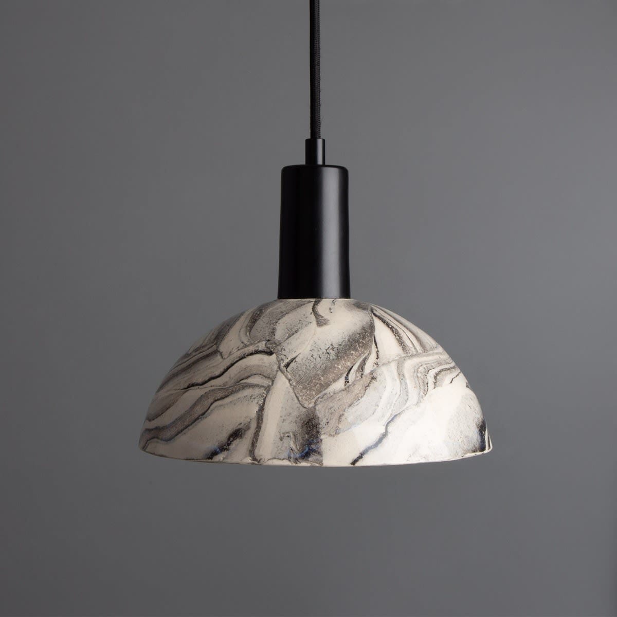 Auretta Marbled Ceramic Dome Pendant Light 20cm - OpalDwell