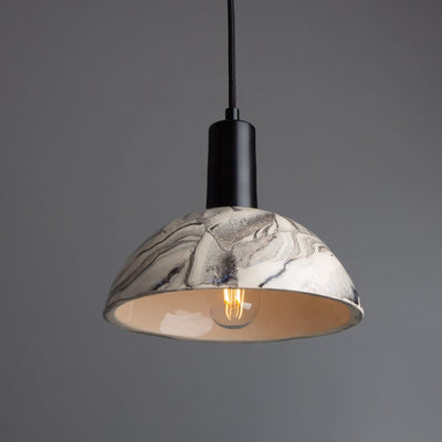 Auretta Marbled Ceramic Dome Pendant Light 20cm - OpalDwell