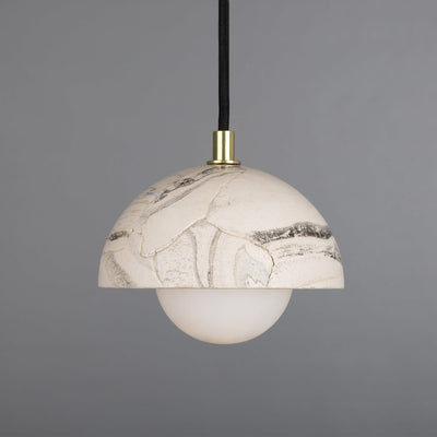 Lumera | Small Dome Pendant Light in Marbled Ceramic 14cm - OpalDwell