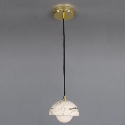 Lumera | Small Dome Pendant Light in Marbled Ceramic 14cm - OpalDwell