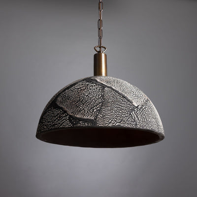 Liora Black Clay Organic Ceramic Dome Pendant Light, 37cm - OpalDwell