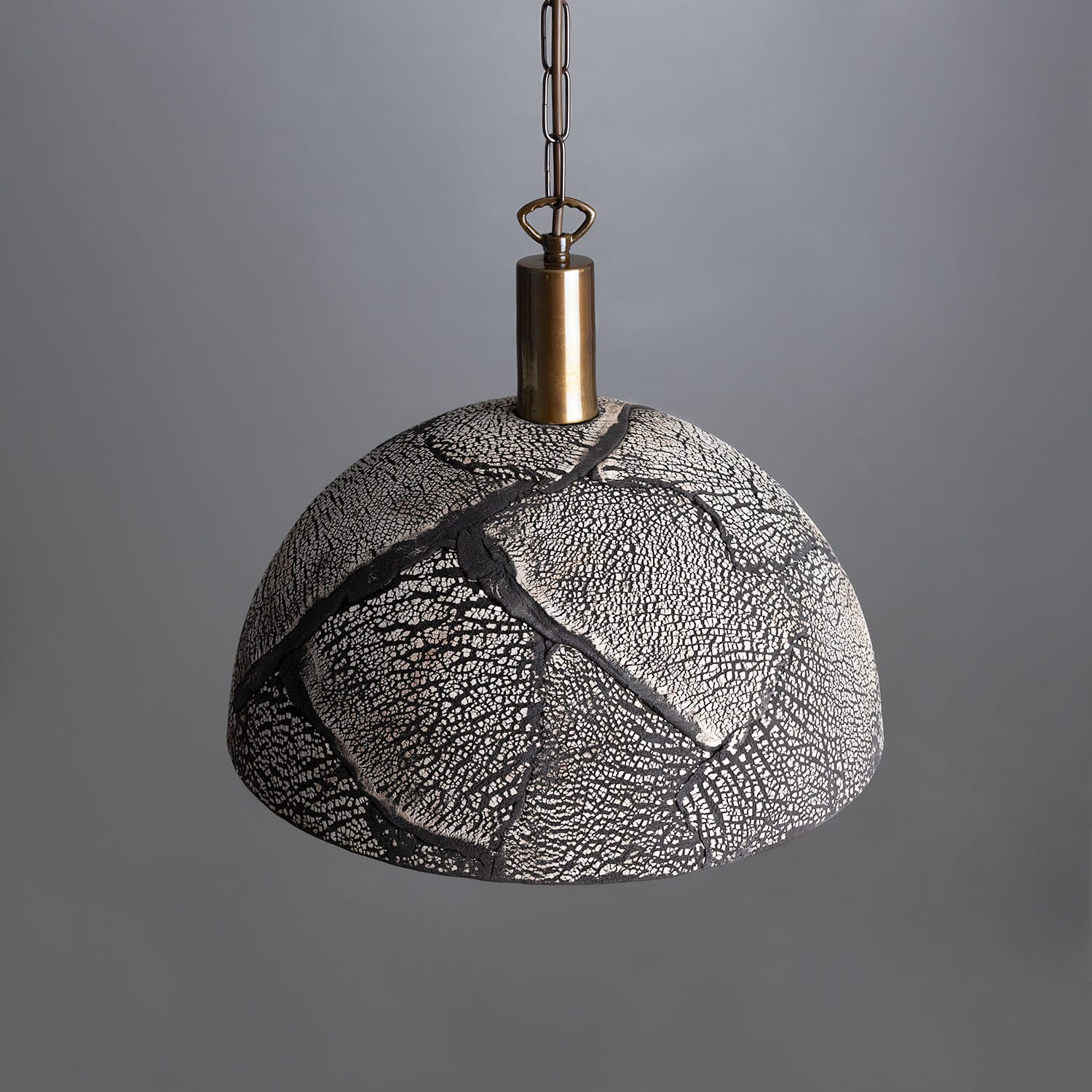 Liora Black Clay Organic Ceramic Dome Pendant Light, 37cm - OpalDwell
