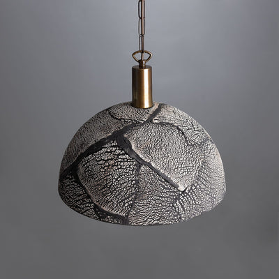 Liora Black Clay Organic Ceramic Dome Pendant Light, 37cm - OpalDwell
