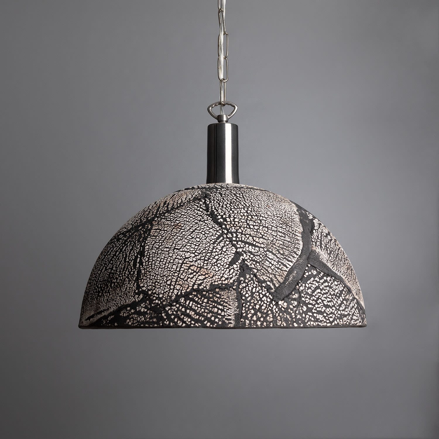 Liora Black Clay Organic Ceramic Dome Pendant Light, 37cm - OpalDwell