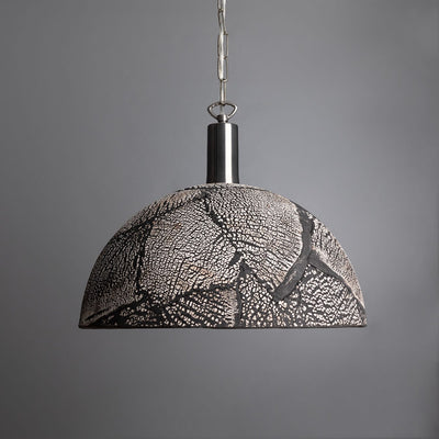 Liora Black Clay Organic Ceramic Dome Pendant Light, 37cm - OpalDwell