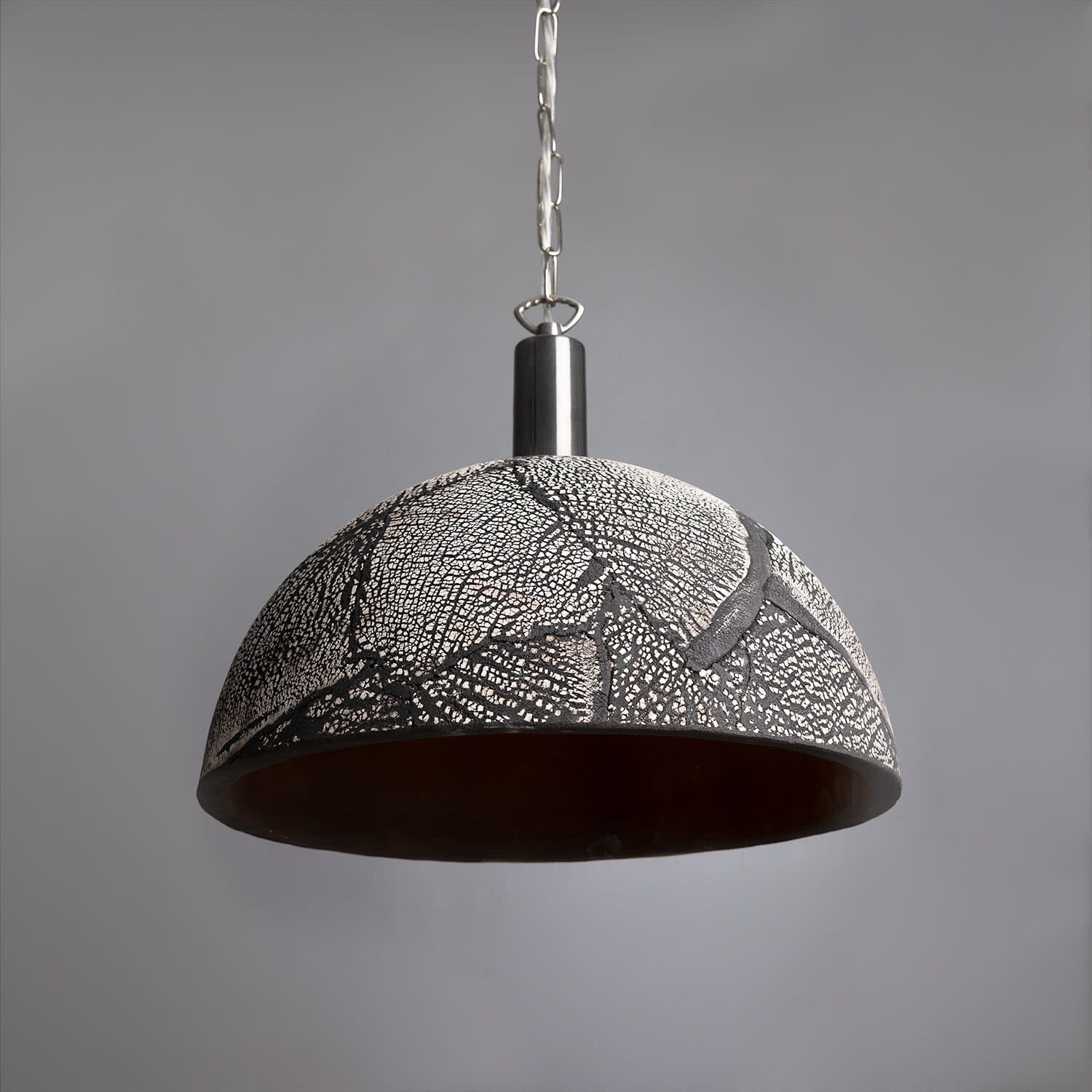 Liora Black Clay Organic Ceramic Dome Pendant Light, 37cm - OpalDwell