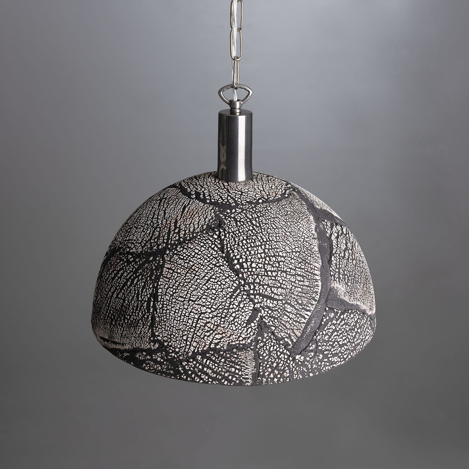 Liora Black Clay Organic Ceramic Dome Pendant Light, 37cm - OpalDwell