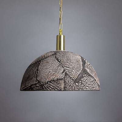 Liora Black Clay Organic Ceramic Dome Pendant Light, 37cm - OpalDwell