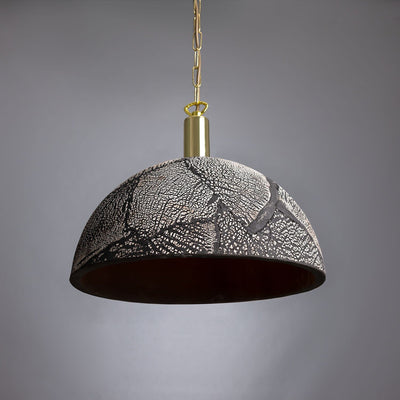 Liora Black Clay Organic Ceramic Dome Pendant Light, 37cm - OpalDwell