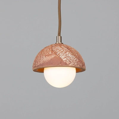 Orise | Small 14cm Ceramic Dome Pendant Light in Red Iron - OpalDwell