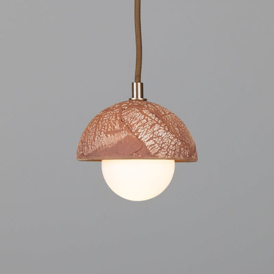 Orise | Small 14cm Ceramic Dome Pendant Light in Red Iron - OpalDwell