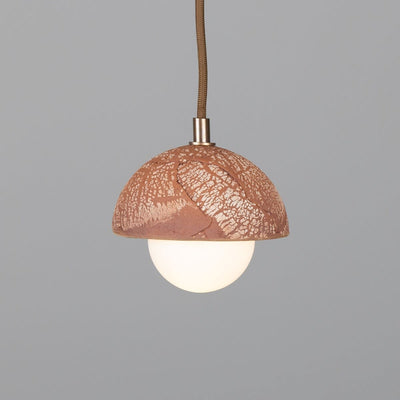 Orise | Small 14cm Ceramic Dome Pendant Light in Red Iron - OpalDwell
